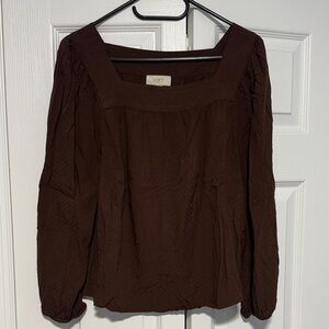 LOFT Chocolate Brown Long Sleeve Blouse